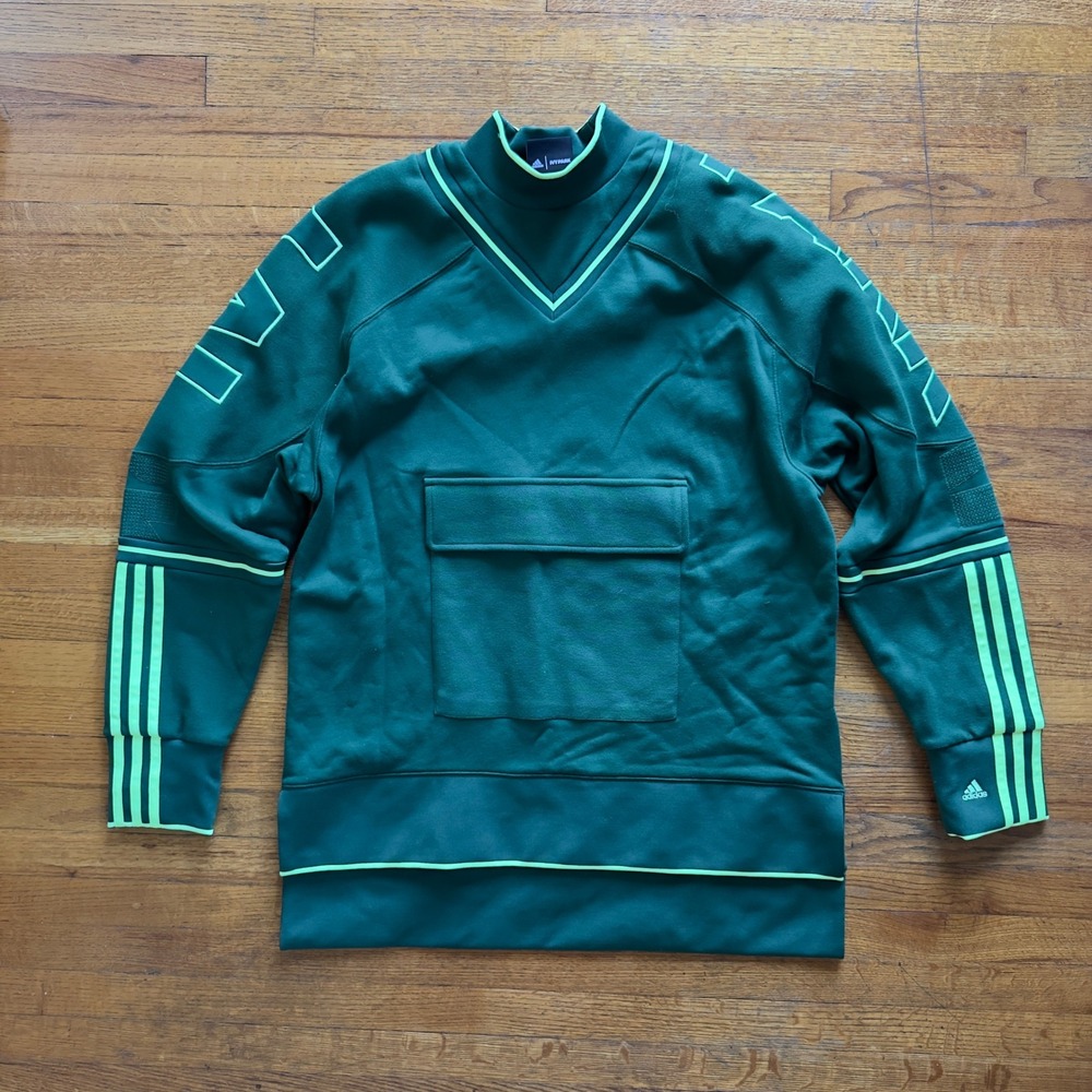 Adidas Ivy Park Sweatshirt Pullover Mock Neck Green Athleisure Oversized Size S